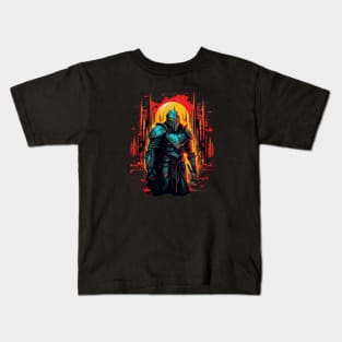 Shadowed Sentinel: The Dark Medieval Warrior Kids T-Shirt